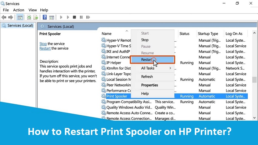 Restart Print Spooler on HP Printer